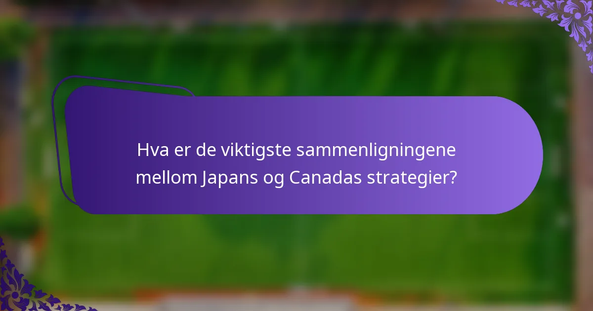 Hva er de viktigste sammenligningene mellom Japans og Canadas strategier?