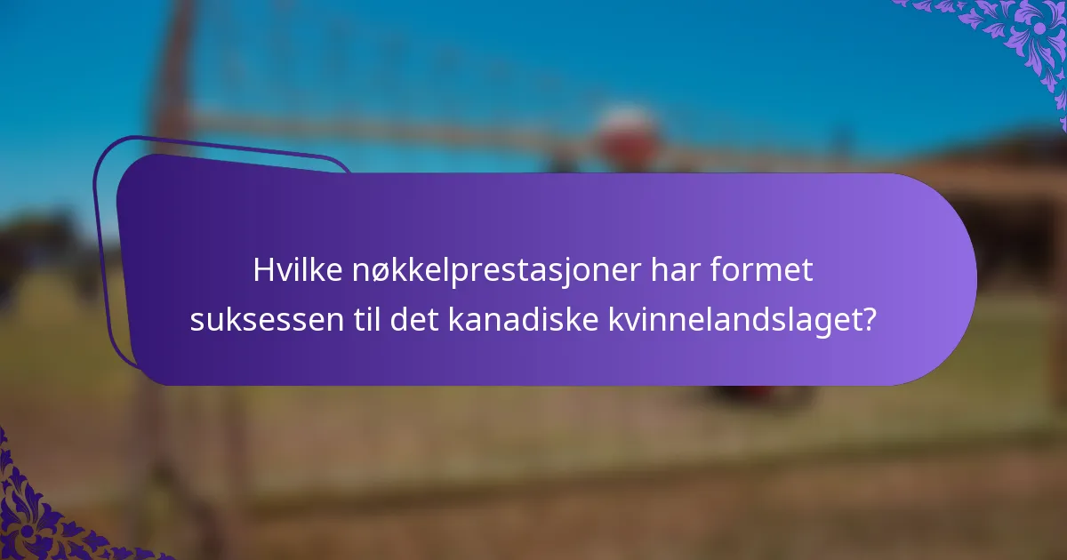 Hvilke nøkkelprestasjoner har formet suksessen til det kanadiske kvinnelandslaget?