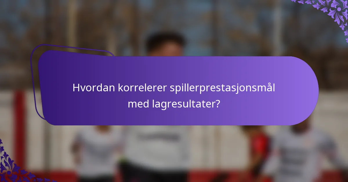 Hvordan korrelerer spillerprestasjonsmål med lagresultater?